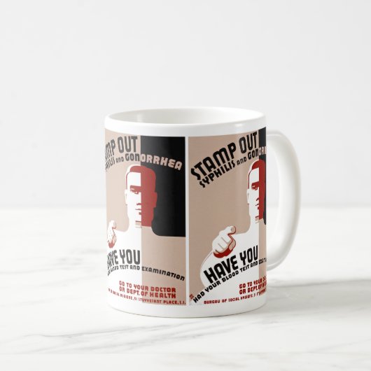 梅毒および淋病を押して下さい コーヒーマグカップ (正面右)