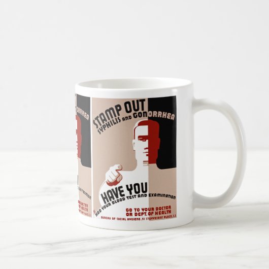 梅毒および淋病を押して下さい コーヒーマグカップ (右)