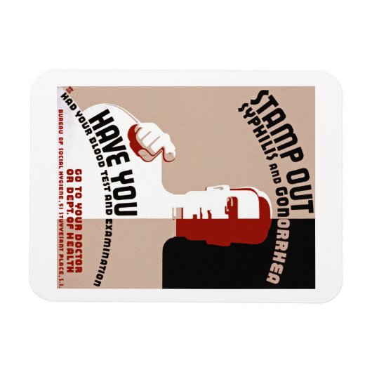 梅毒および淋病を押して下さい マグネット (横)