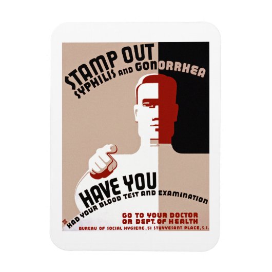 梅毒および淋病を押して下さい マグネット (縦)