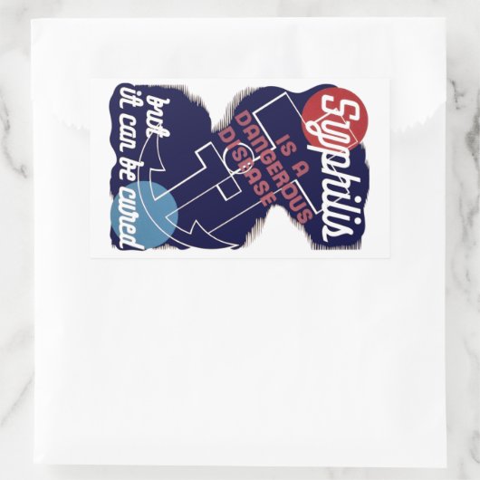 梅毒は危険な病だ 長方形シール (バッグ)