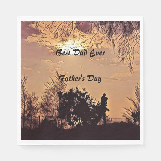 梅水色サンセット風景木々最高のパパエバー スタンダードランチョンナプキン (正面)