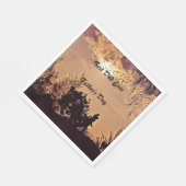 梅水色サンセット風景木々最高のパパエバー スタンダードランチョンナプキン (角)