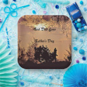 梅水色サンセット風景木々最高のパパエバー ペーパープレート (パーティー)