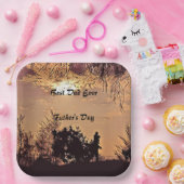 梅水色サンセット風景木々最高のパパエバー ペーパープレート (パーティー)