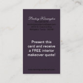 梅王室の紫ブラックダマスク名刺 名刺 (裏面)