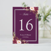 梅素朴紫フローラシルバーグレーテーブル番号 招待状 (スタンド正面)