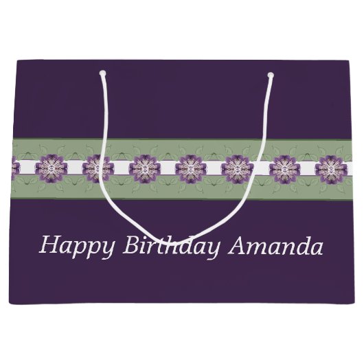 梅紫とセージ緑 ラージペーパーバッグ (正面)