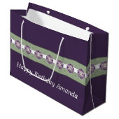 梅紫とセージ緑 ラージペーパーバッグ (正面アングル)