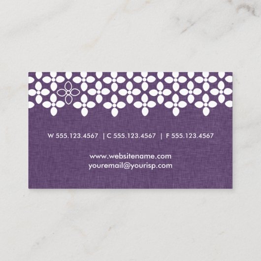 梅紫と白モダン花 名刺 (裏面)