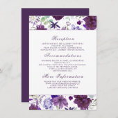 梅紫の花の情報結婚ゲスト エンクロージャーカード (正面/裏面)