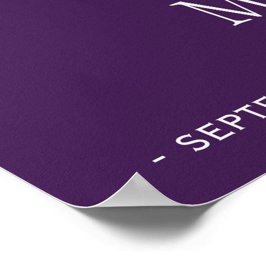 梅紫フローラエレガントなウェディングウェルカムサイン ポスター (角)