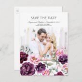 梅紫フローラ水彩写真保存日 案内ポストカード (正面/裏面)