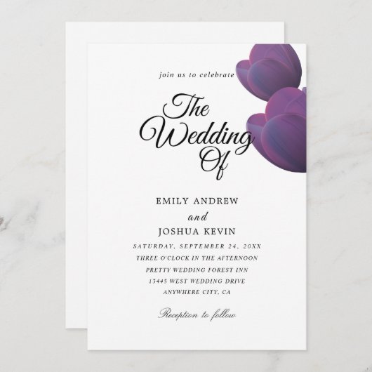 梅紫結婚式招待状 招待状 (正面/裏面)