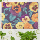 梅紫色のパンジー キッチンタオル (折り畳み)