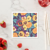 梅紫色のパンジー スタンダードカクテルナプキン (インサイチュ)