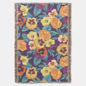 梅紫色のパンジー スローブランケット (正面縦)