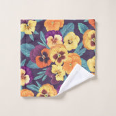 梅紫色のパンジー バスタオルセット (ウォッシュタオル)