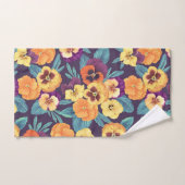 梅紫色のパンジー バスタオルセット (ハンドタオル)