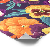 梅紫色のパンジー ポスター (角)