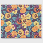 梅紫色のパンジー ラッピングペーパー (フラット)
