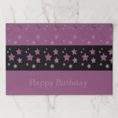 梅紫色の星と黒いテーブルデコール ペーパーパッド (正面)