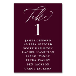 梅紫色の書道座図 テーブルナンバー