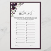 梅紫色の水彩フローラブライダルシャワーゲーム (正面)