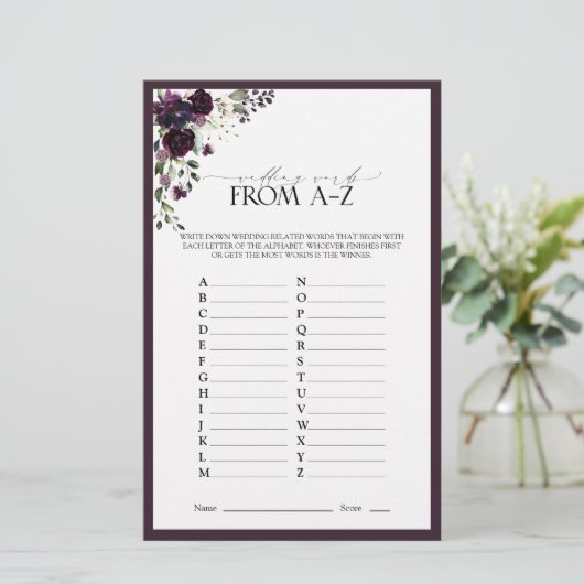 梅紫色の水彩フローラブライダルシャワーゲーム (スタンド正面)