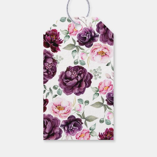 梅紫色の水彩花ぼほエレガントう ギフトタグ (裏面)