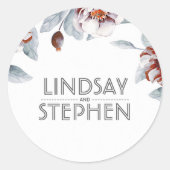 梅紫色の水色の花エレガントな結婚式 ラウンドシール (正面)