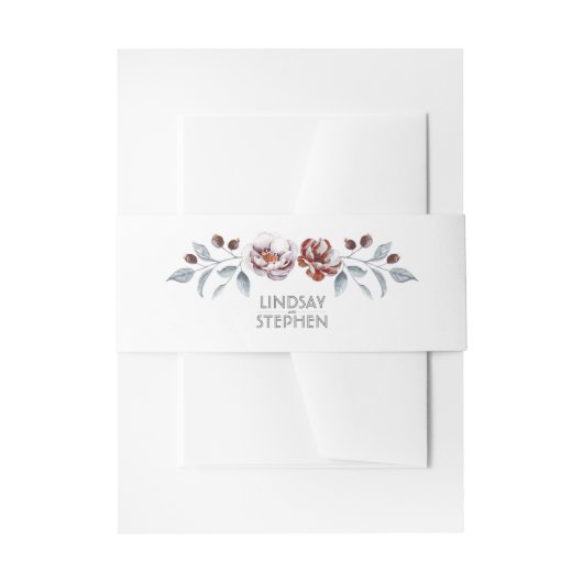 梅紫色の水色の花エレガントな結婚式 招待状ベリーバンド (正面例)