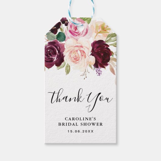 梅紫色の花ブライダルシャワー贈り物ラベル ギフトタグ (正面)