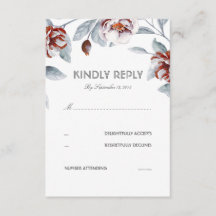 梅紫色の花水彩結婚式RSVPカード