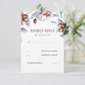 梅紫色の花水彩結婚式RSVPカード 出欠カード (スタンド正面)