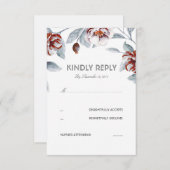 梅紫色の花水彩結婚式RSVPカード 出欠カード (正面/裏面)