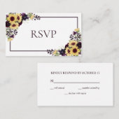 梅紫色ひまわり水彩囲いカード エンクロージャーカード (正面/裏面)