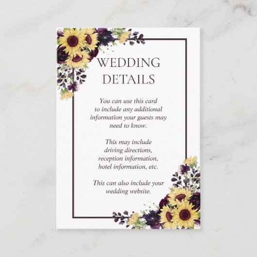 梅紫色ひまわり水彩詳細 エンクロージャーカード (正面)