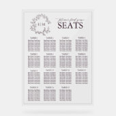 梅紫葉冠モノグラム結婚の座席 アクリルサイン (正面)