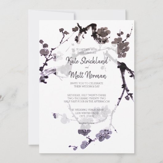 梅結婚花 招待状 (正面)