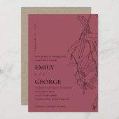 梅線スケッチフローラ我々は結び目招待状 サンキューカード (正面/裏面)