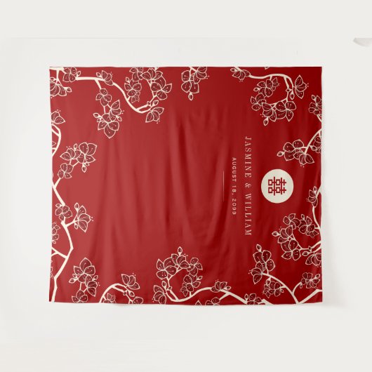 梅花二重西中国の経結婚景 タペストリー (正面(横))