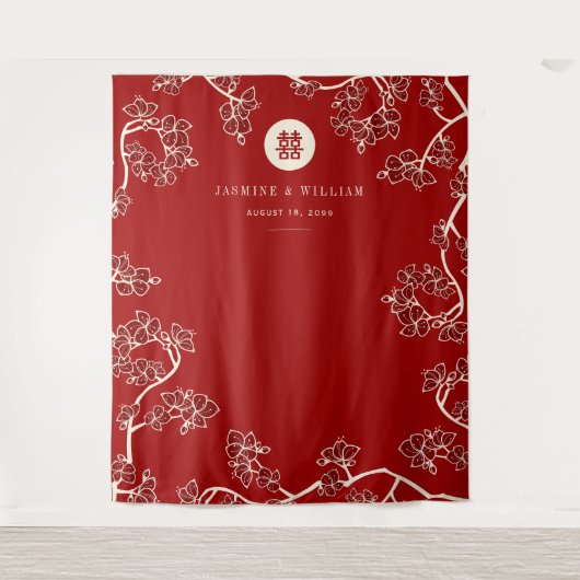 梅花二重西中国の経結婚景 タペストリー (正面)