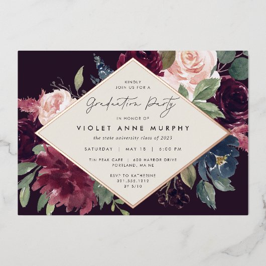 梅花卒業会 箔招待状 (正面)