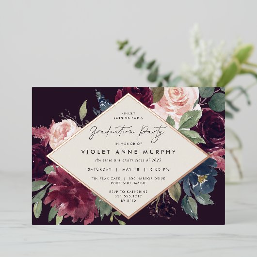 梅花卒業会 箔招待状 (立ち正面)