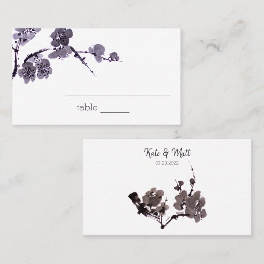 梅花墨絵 プレイスカード (正面/裏面)