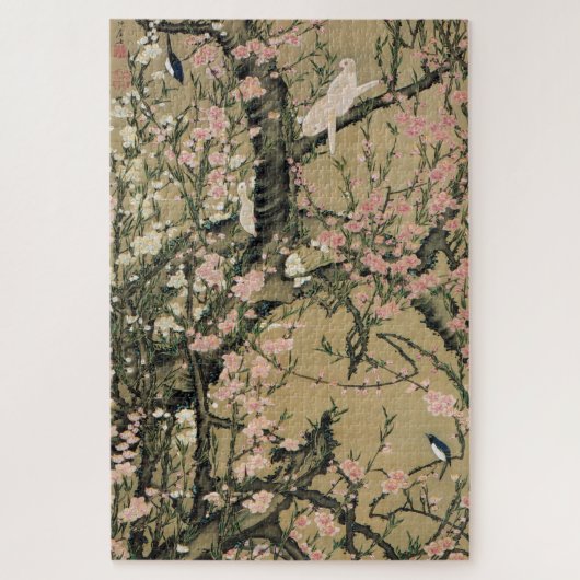 梅花小禽図, 若冲 Plum Blossoms & Small Birds, Jakuchū ジグソーパズル (縦)