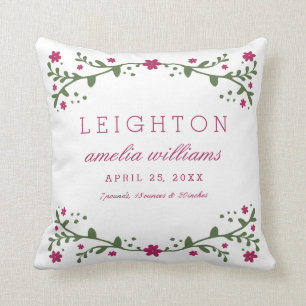 梅花模様ベビー誕生情報枕 クッション