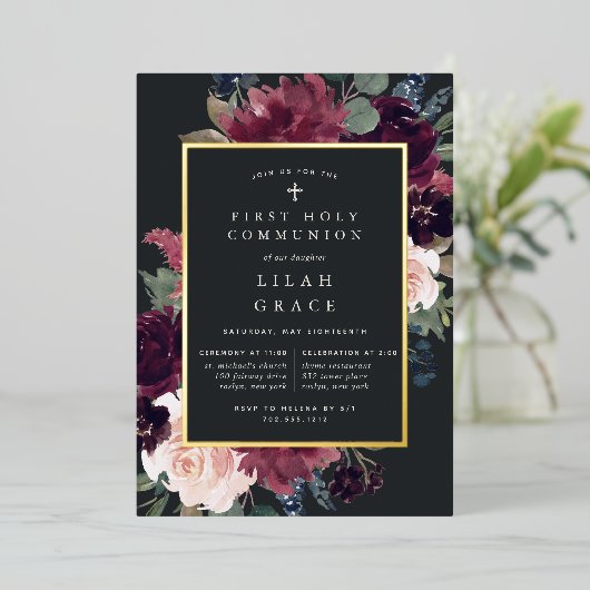 梅花第一聖餐会 箔招待状 (立ち正面)