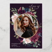 梅花箔の写真卒業発表 箔招待状 (正面)